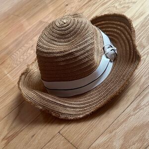 Eugenia Kim Brown Kids Hat with White Ribbon.